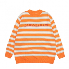 Оригинальный в полоску оранжевый свитер Ken Vibe с круглой горловиной