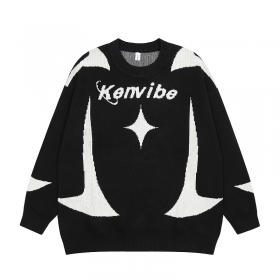 Чёрный вязанный свитер с логотипом на груди Ken Vibe
