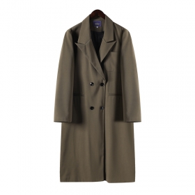 Двубортное темно-коричневое пальто Classic средней длины