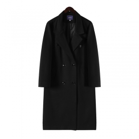 Двубортное пальто Classic чёрного цвета прямого кроя на пуговицах