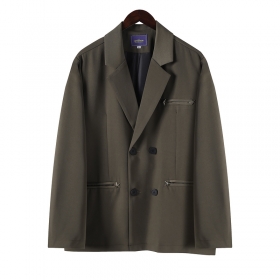 Базовый пиджак Classic двубортного фасона коричневого цвета
