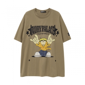 Коричневая футболка TCL Ivory palace с принтом в стиле хип-хоп спереди