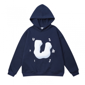 Износостойкое темно-синее UNINHIBITEDNESS худи с принтом "U"