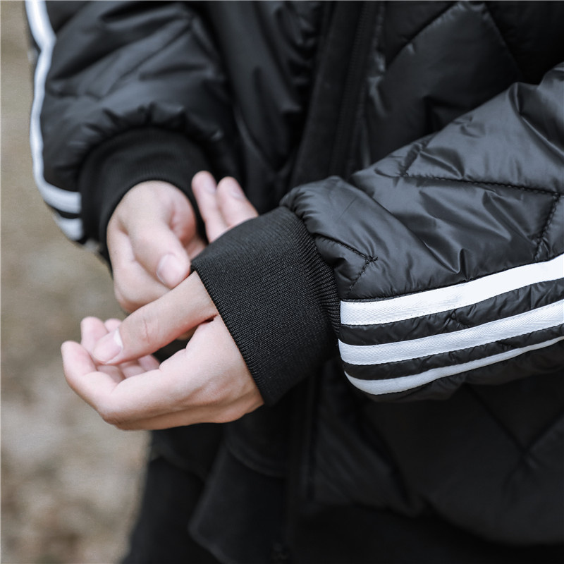 Adidas чёрная стеганная куртка-бомбер с вышитым логотипом