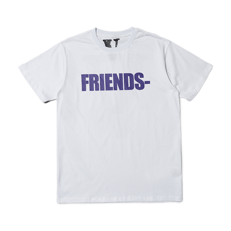 Белая футболка VLONE с фиолетовым логотипом