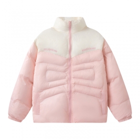 Розовая модная куртка от бренда TIDE EKU с белой вставкой