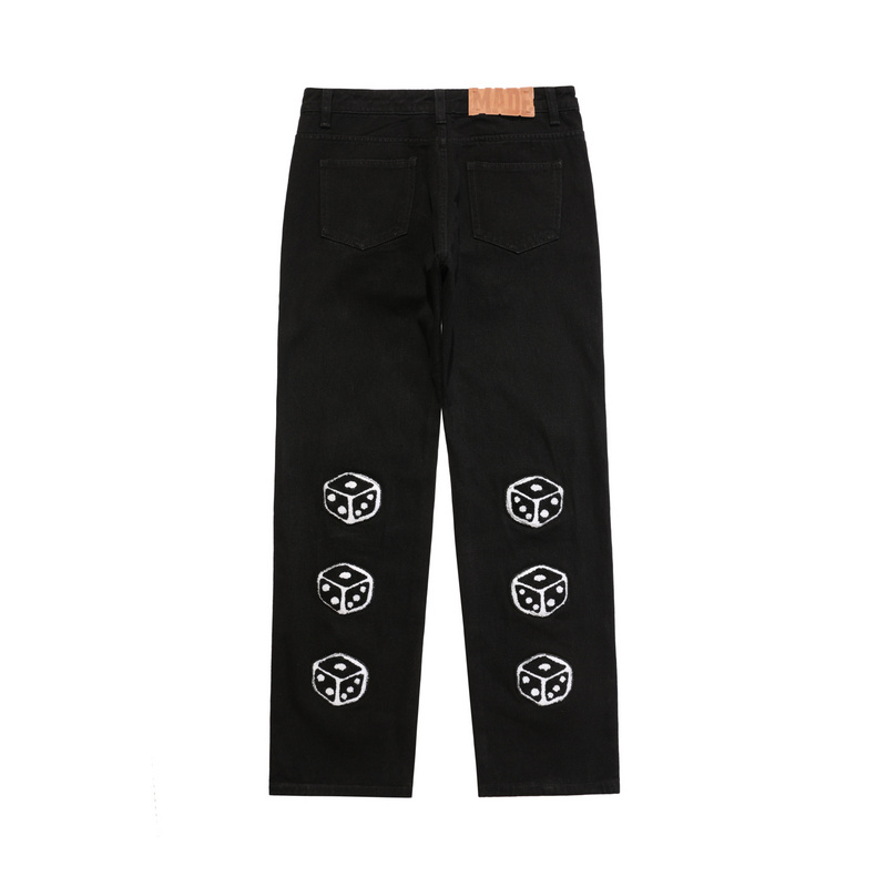 Чёрные джинсы Made Extreme с чёрно-белым логотипом и рисунком сзади