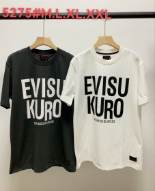 Чёрная футболка Evisu Kuro с белыми надписями спереди и сзади