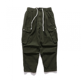 Тёмно-зелёные вельветовые прямого фасона брюки PMGO