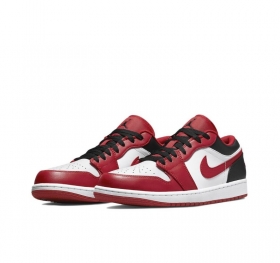 Красные с белым кроссовки Air Jordan Low кожа