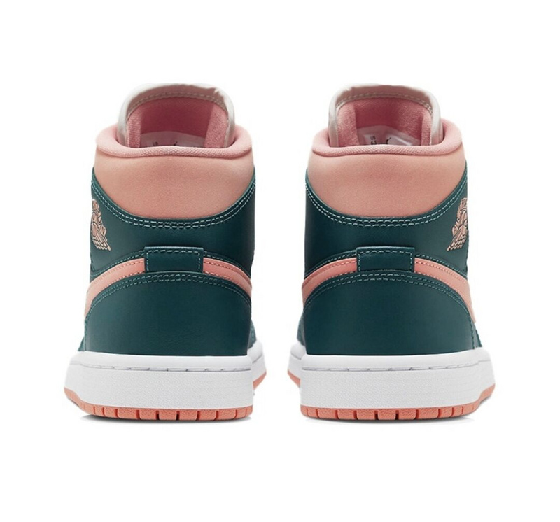 Зеленые с розовым кроссовки Air Jordan Mid кожа