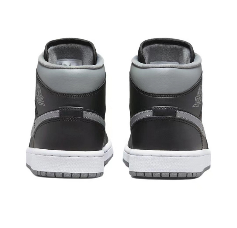 Черные с серым кроссовки Air Jordan Mid кожа