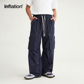 Темно-синие штаны INFLATION выполнены из качественного хлопка