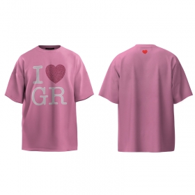 Розовая футболка PROJECT G/R с сердцем из страз спереди