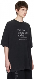 100% хлопковая чёрная футболка бренда Vetements со спущенными рукавами