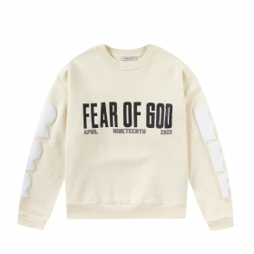 Повседневный бежевый свитшот с лого Fear Of God x RRR-123
