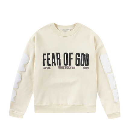 Повседневный бежевый свитшот с лого Fear Of God x RRR-123