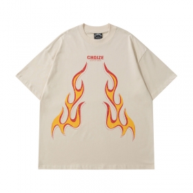 CHOIZE бежевая футболка с двойным огнём на груди