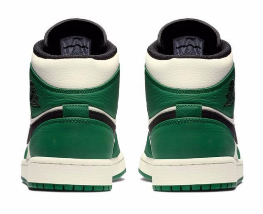 Зеленые с бежевым кроссовки Air Jordan Mid кожа