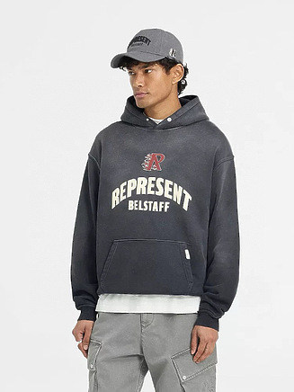 Худи Represent в темно-сером цвете с кнопкой на капюшоне