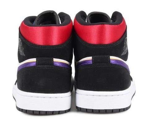 Черные с белым и красным Кроссовки Air Jordan Mid кожа