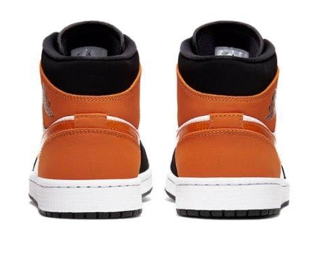 Черно-белые с оранжевым кроссовки Air Jordan Mid кожа