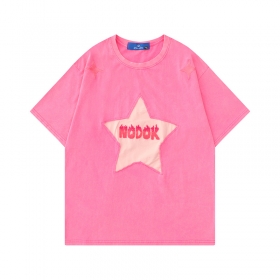 Хлопковая футболка оверсзайз TIDE EKU розового цвета