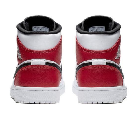 Белые кроссовки Air Jordan Mid с красной пяткой кожа