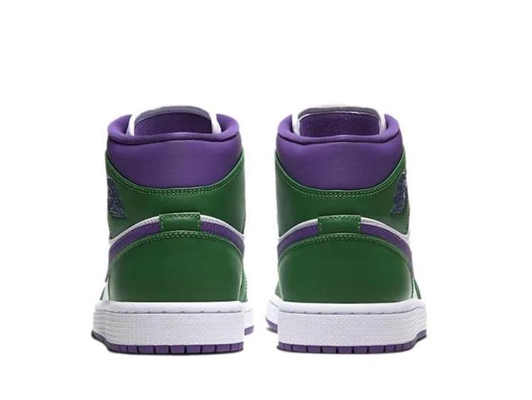 Зеленые с фиолетовым кроссовки Air Jordan Mid кожа