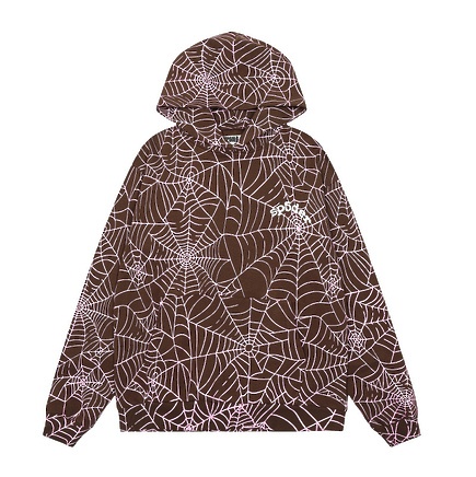 Sp5der худи стильное в коричневом цвете с карманом кенгуру