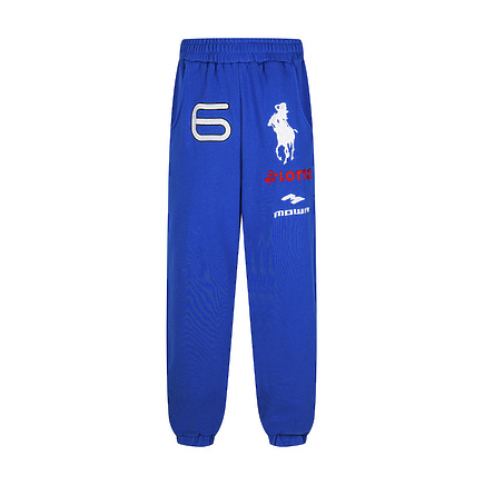 Mowalola штаны на резинке в синем цвете с надписью LONDON