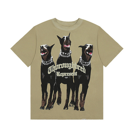 Футболка от бренда Represent бежевая с рисунком "Собаки"