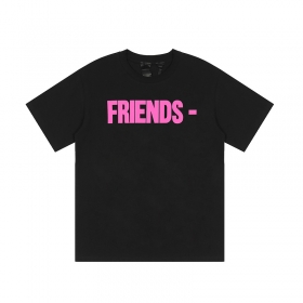 Оригинальная черная футболка VLONE с розовыми надписями