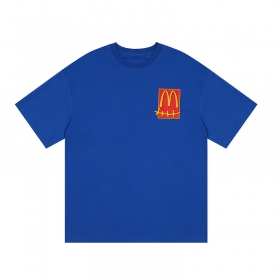 Простая синего цвета Cactus Jack футболка с печатью "Голова рэпера"
