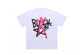 Белая футболка с принтом "розовая девушка BLACK STAR"