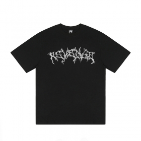 Оригинальная футболка Revenge полностью черная с брендовой печатью