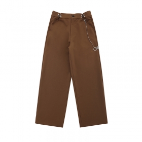 Хлопковые коричневые брюки YUXING с цепочкой и крючками