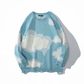 Привлекательный с "облаками" TIDE CARD LOG свитер в голубом цвете