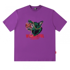 Фиолетовая с принтом - собака MAXWDF удлинённая футболка