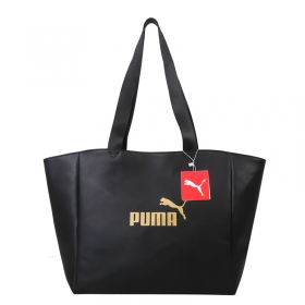 Женская чёрная кожаная сумка с логотипом Puma через плечо