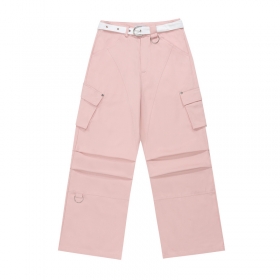 Розовые штаны карго UNINHIBITEDNESS с белым ремнем