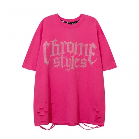 Розовая футболка KIRIN STRANGE с надписью из страз