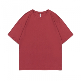 Качественная бордового цвета YEE с коротким рукавом футболка