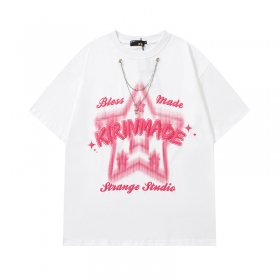 Базовая белая футболка KIRIN STRANGE с розовой звездой и подвеской