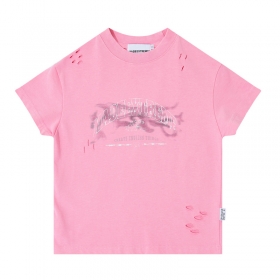 Укороченная 100% хлопковая Made Extreme футболка розового-цвета