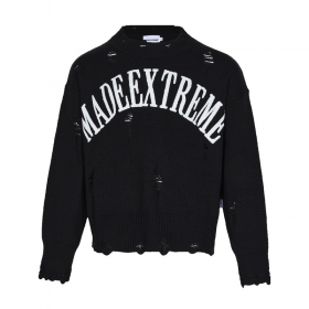 Черного цвета свитер с потертостями и лого Made Extreme