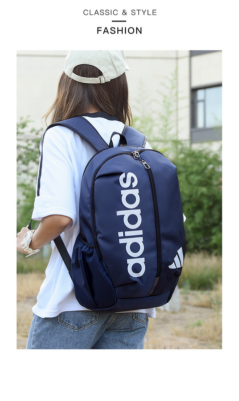 Качественный рюкзак бренда ADIDAS темно-синий с надписью