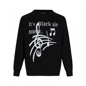 От бренда Black air черный свитер с рисунком "Ноты"