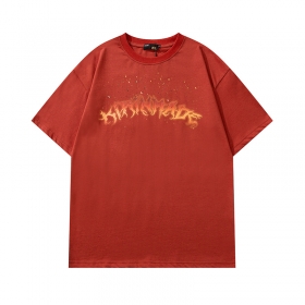 KIRIN STRANGE красная футболка с принтом "самосожжение"