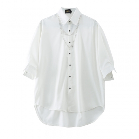 Базовая белая рубашка YUXING с большой цепью и подвеской в виде сердца